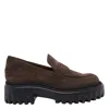 Hogan H700 Suede Loafers In Brown