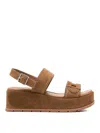 Hogan H703 Suede Platform Sandals In Brown