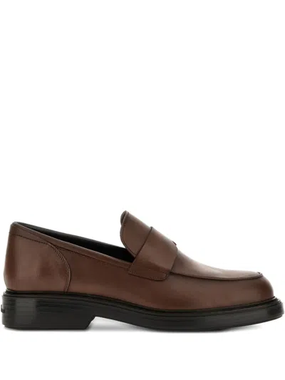 Hogan H704 Urbano Loafers In Brown