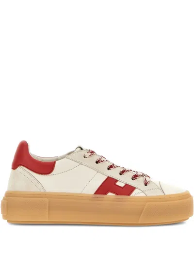 Hogan H705 'h' Appliqué Platform Sneakers In White