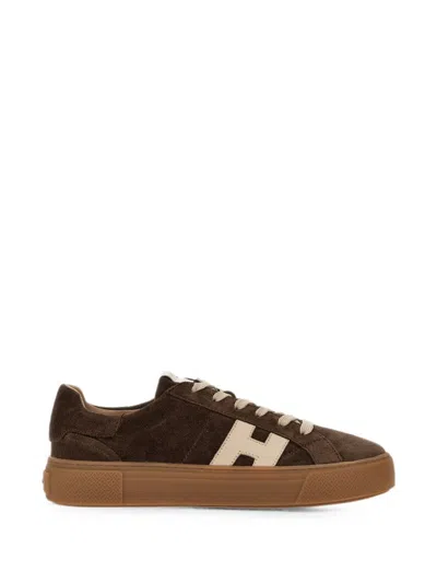 Hogan H705 Leather Sneakers In Brown