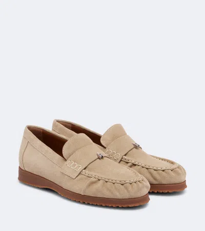 Hogan H720 Suede Loafers In Beige