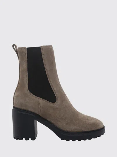 Hogan H724 Chelsea Boots In Suede With A Medium Block Heel And Round Toe In Brown