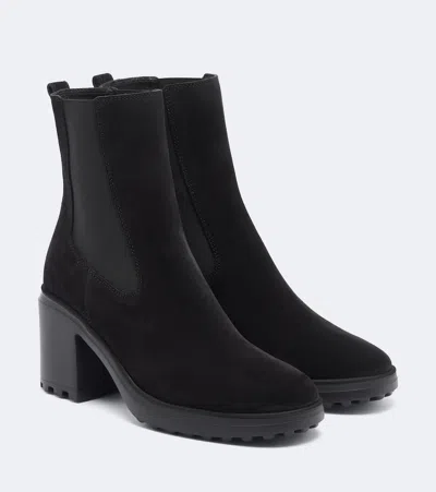 Hogan H724 Suede Ankle Boots In Black
