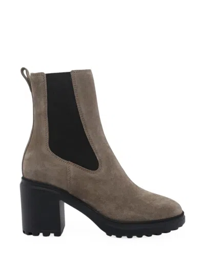 Hogan H724 Suede Chelsea Boots In Brown