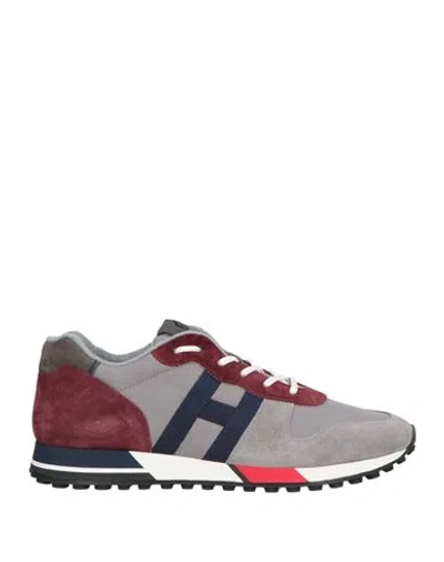 Hogan H86run Man Sneakers Grey Size 7.5 Leather, Textile Fibers
