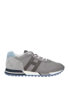Hogan H86run Man Sneakers Grey Size 9 Leather, Textile Fibers
