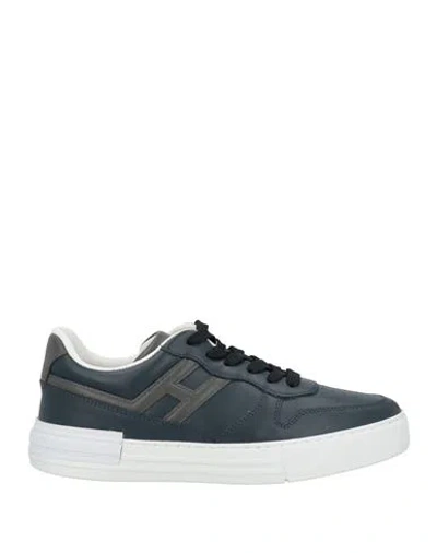 Hogan H86run Man Sneakers Navy Size 11 Leather In Blue