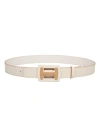 Hogan Rectangular Buckle Leather Belt In Neutrals