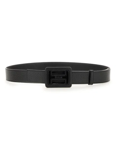 HOGAN HOGAN HAMMERED LEATHER BELT WITH MAXI BUCKLE