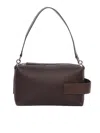 Hogan Leather Textured Rectangular Metal Hardware Shoulder Bag In Brown