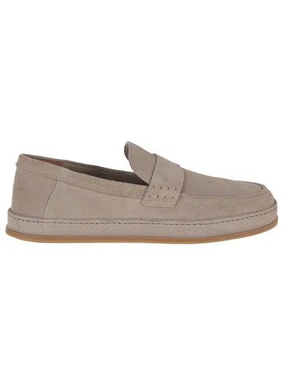 Hogan Hand-stitched Suede Loafers With Memory Foam Insole In Grey