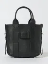 Hogan Medium Script Shopping Bag With Textured Leather Finish In Black