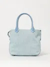Hogan Spacious Denim Tote With Structured Leather Handles In Blue