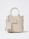 Hogan Ivory Hammered Leather Small Shopping Bag In White