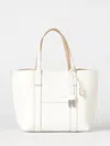 Hogan Script Shopping Tote Bag Top Handles Strap In White
