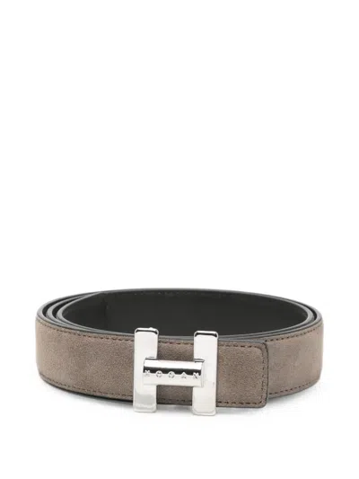 Hogan H-buckle Suede Belt In Brown