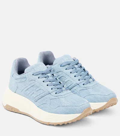 Hogan Hi-fi Denim Sneakers In Blue