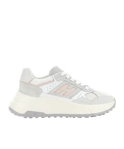 Hogan Hi-fi Lace-up Sneakers In Pink,grey,white