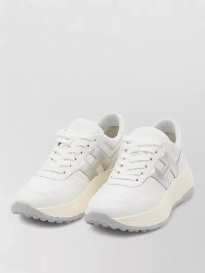 Hogan Hi Fi Platform Sneakers Leather Detail In Orange