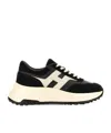 Hogan Suede And Nappa Leather Sneakers With Contrast Panel In Neutral