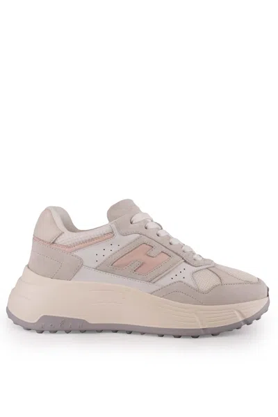 Hogan Hi-fi Sneakers In Suede And Mesh In White