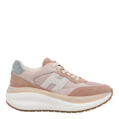 Hogan Neutrals Calfskin Suede Panel Sneakers In Multi