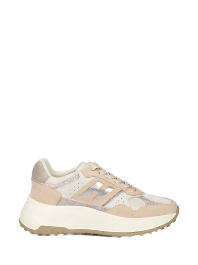 Hogan Hi-fi Sneakers With Suede And Sequin Details In Brown