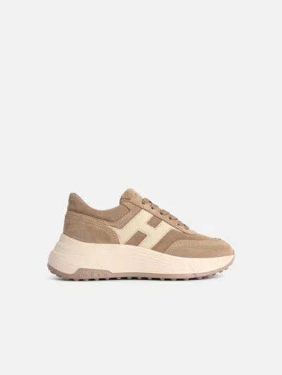 Hogan Hi Fi Suede Lace Up Sneakers In Brown