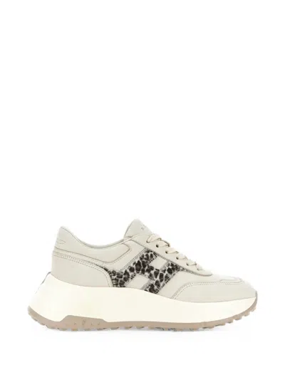 Hogan Hi-fi Leopard-print Sneakers In Blue