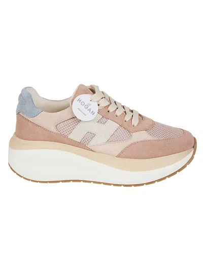 Hogan Neutrals Calfskin Suede Panel Sneakers In Multi