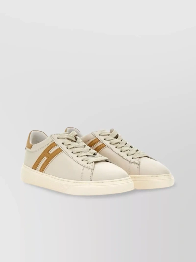 Hogan High-rise Trainers With Leather H Detail In Ivory