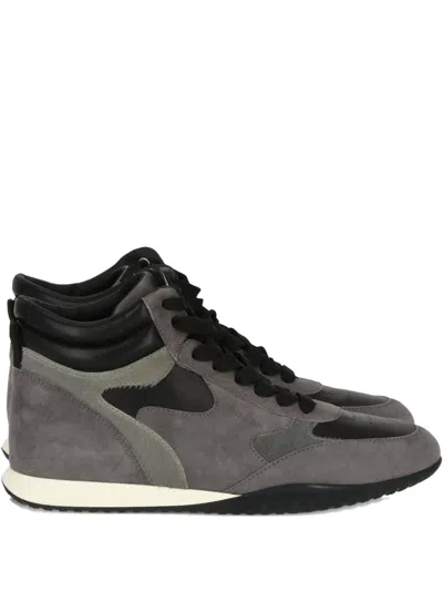 Hogan High-top Suede Sneakers In Gray
