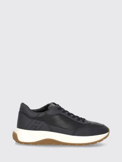 Hogan Hi-light Smooth Calfskin Leather Sneakers With Tone-on-tone H Logo In Blue