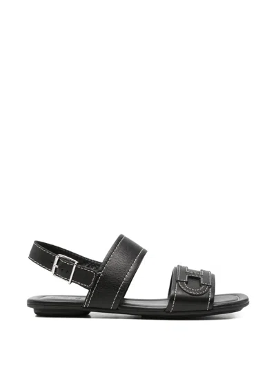 Hogan H-logo Sandals In Black