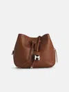 Hogan 'hocket' Brown Leather Crossbody Bag In Brown