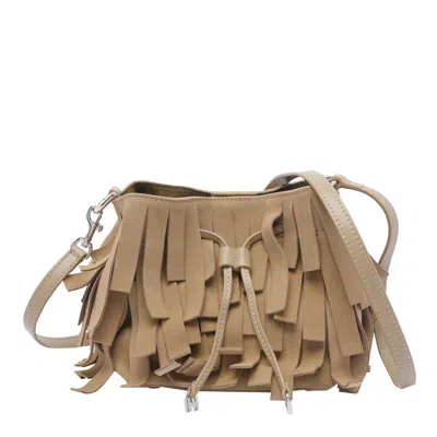 Hogan Hocket Frange Mini Bucket Bag In Beige