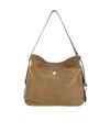 Hogan Shoulder Bag Suede Front Pocket In Sand