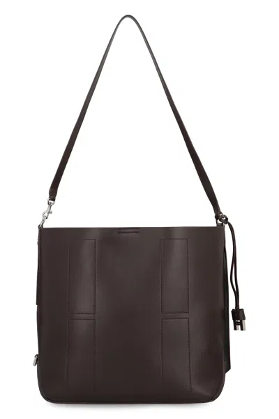 Hogan Hocket Media Hobo Handbag With Adjustable Strap In Brown