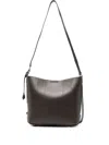 Hogan Small Leather Hobo Bag With Adjustable Strap In Brown