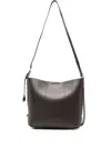 Hogan Small Leather Hobo Bag With Adjustable Strap In Brown