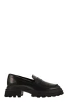Hogan 10-storey Smooth Leather And Workwear Sole Loafers Shoes In Black
