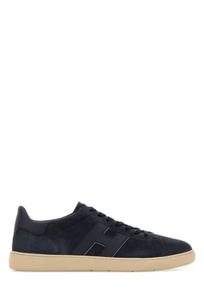 Hogan Low-top Suede Sneakers With Smooth Leather Accents In Black