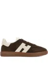 Hogan Rubber Sole Suede Finish Sneakers In Brown