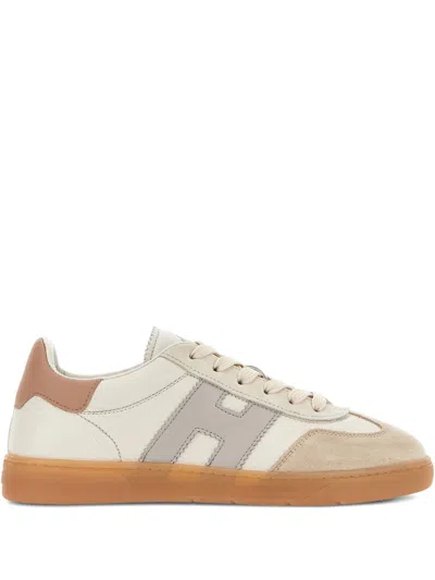Hogan Neutral Low-top Smooth Suede Leather Sneakers In Brown