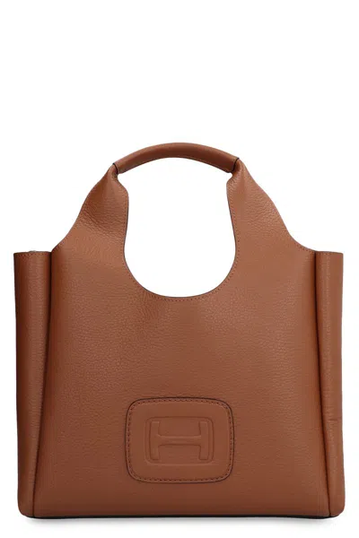 Hogan Small H-bag Shopping In Brown