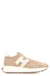 Hogan Low Top Sneakers With Rubber Sole And Suede Upper In Nude
