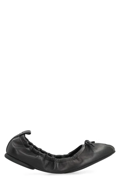 Hogan H684 Leather Ballet Flats In Black