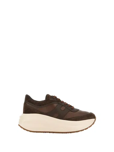 Hogan H696 Suede Sneakers In Brown