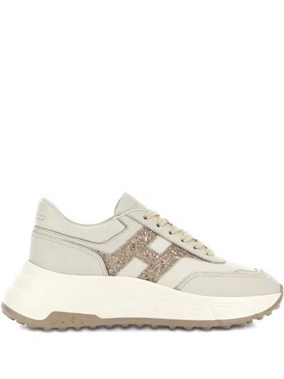 Hogan Hi-fi Leather Sneakers In Neutral